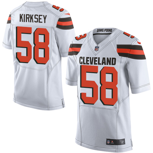 Nike Browns #58 Christian Kirksey White Men's Stitched NFL New Elite Jersey - Click Image to Close